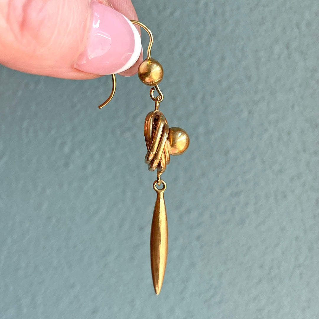 Antique Victorian Gold Earrings Love Knots