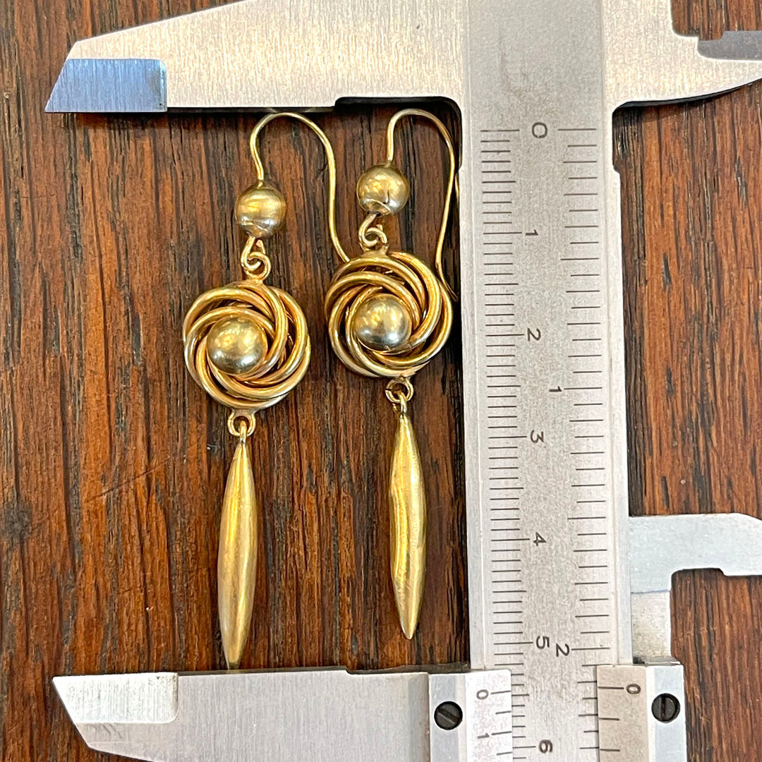 Antique Victorian Gold Earrings Love Knots
