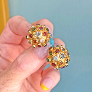 Vintage 1950s Sputnik Earrings 18k Gold Multi-Gemstone