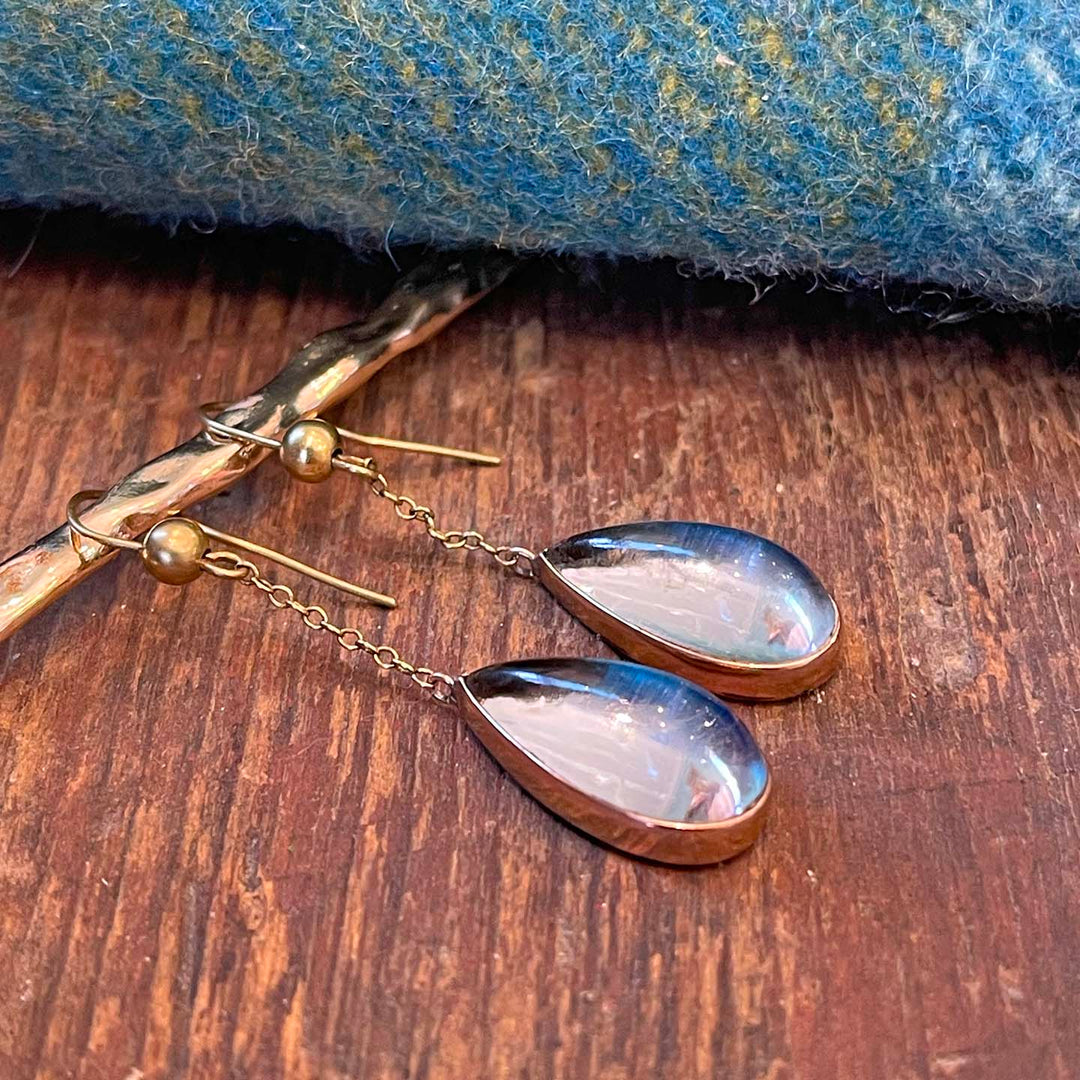 Edwardian Gold Butterfly Wing Drop Earrings