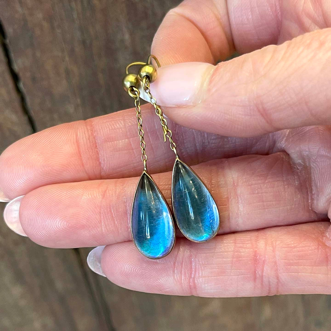Edwardian Gold Butterfly Wing Drop Earrings