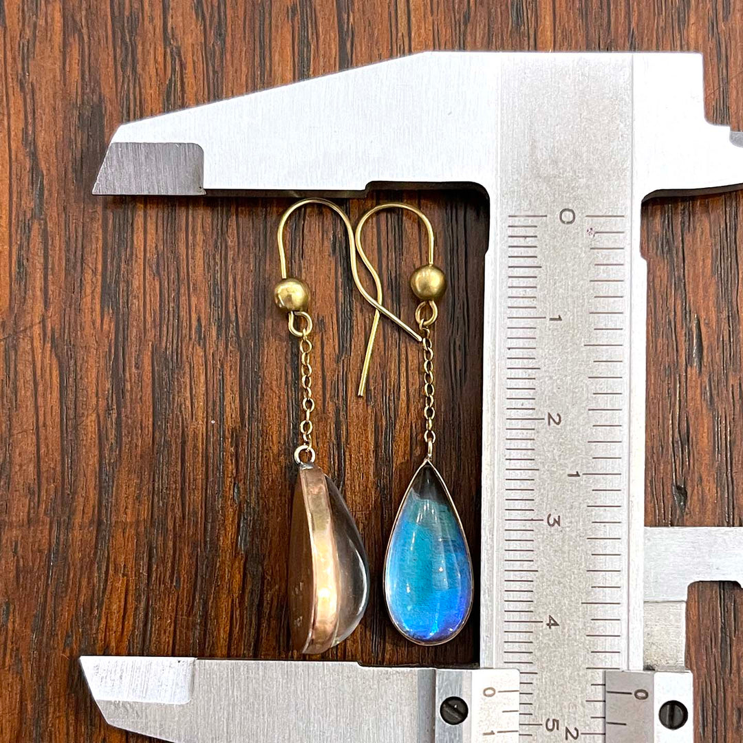Edwardian Gold Butterfly Wing Drop Earrings