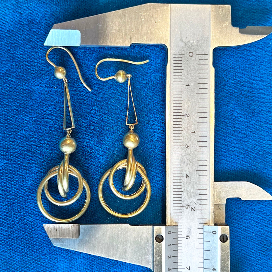 Antique Long Knot Drop Earrings 9k Gold