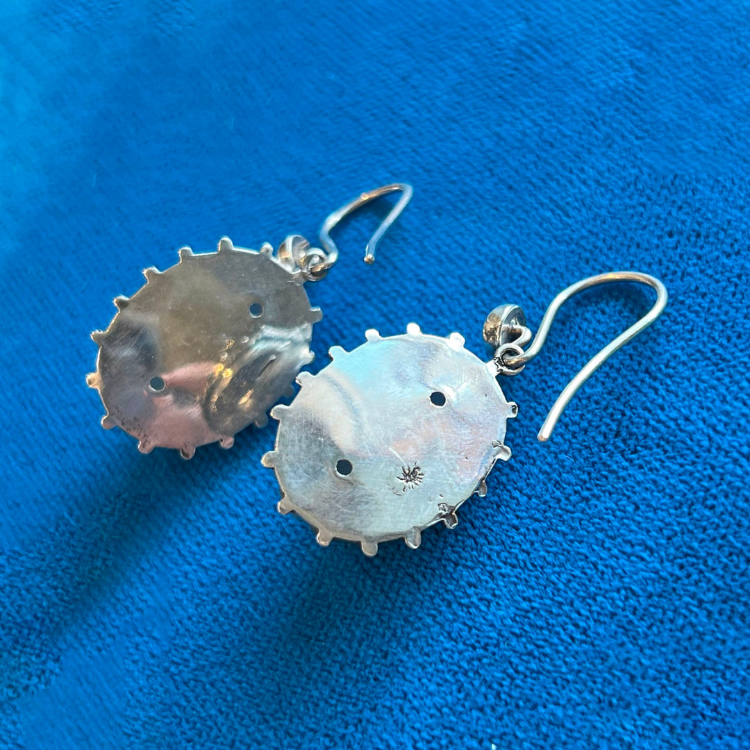 Antique Silver Chalcedony Oval Drop Earrings, c. 1880