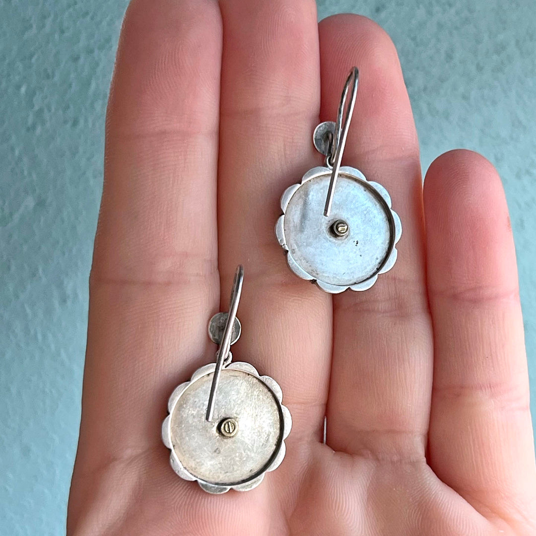 Antique Victorian Earrings Silver Abstract Floral Embossed