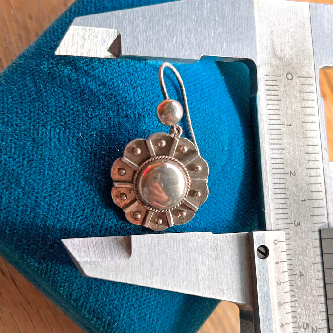 Antique Victorian Earrings Silver Abstract Floral Embossed