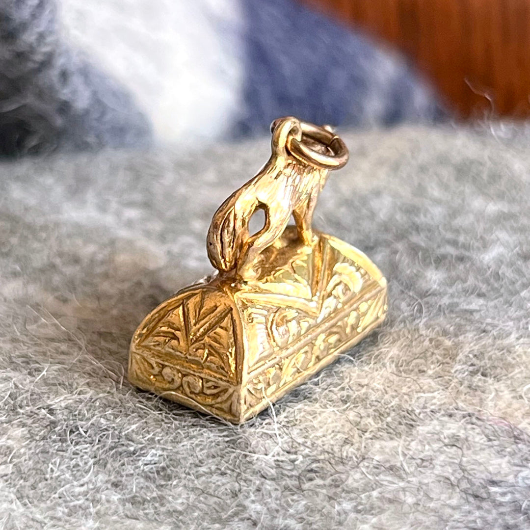Antique Gold Carnelian Fox Fob Pendant