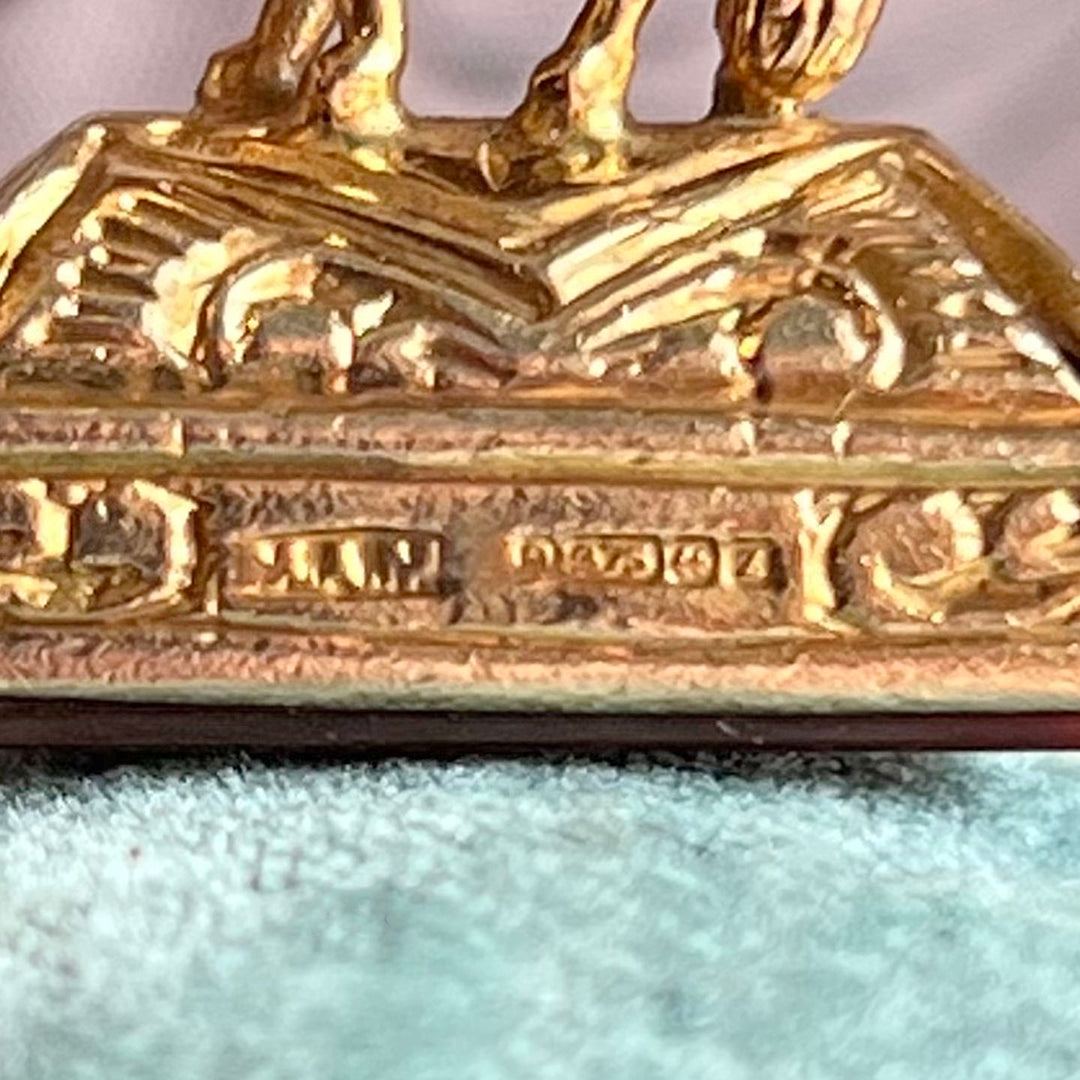 Antique Gold Carnelian Fox Fob Pendant