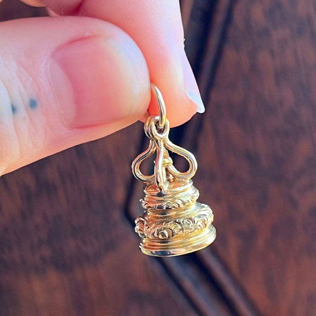 Antique Victorian Gold Bloodstone Intaglio Fob Pendant, 'The Flame of Glory' c. 1850