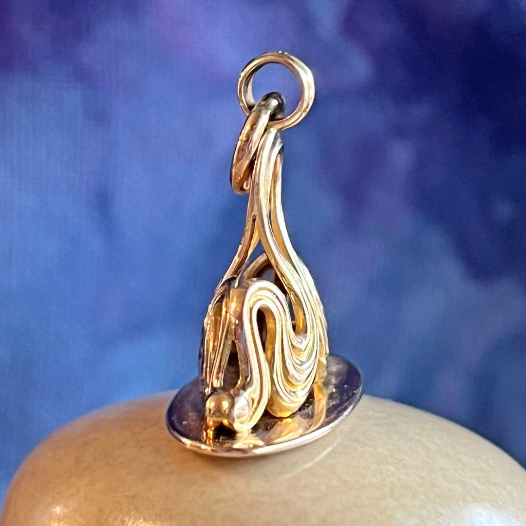 Art Nouveau Gold Swirl Fob Pendant, c. 1910
