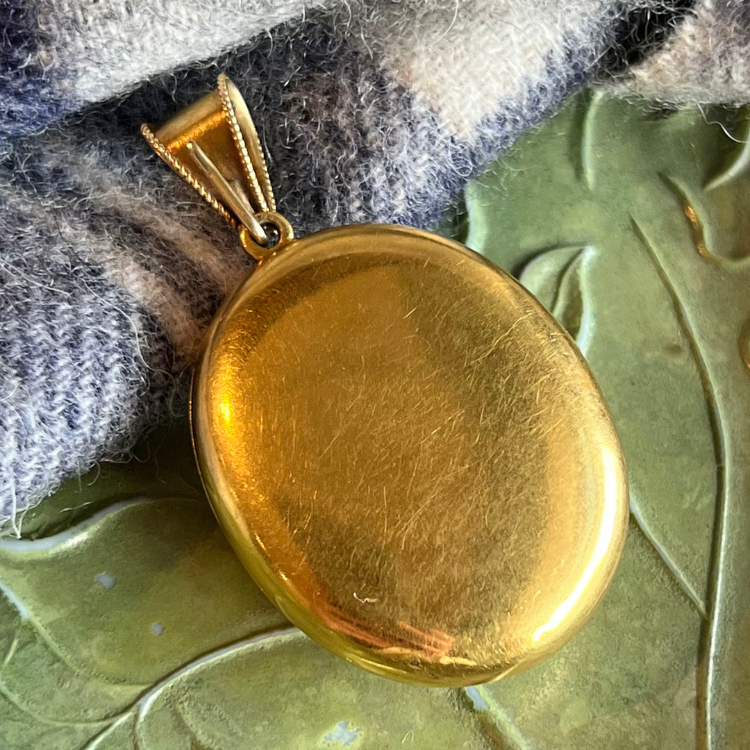 Antique Heavy Gold Diamond Turquoise Locket Pendant