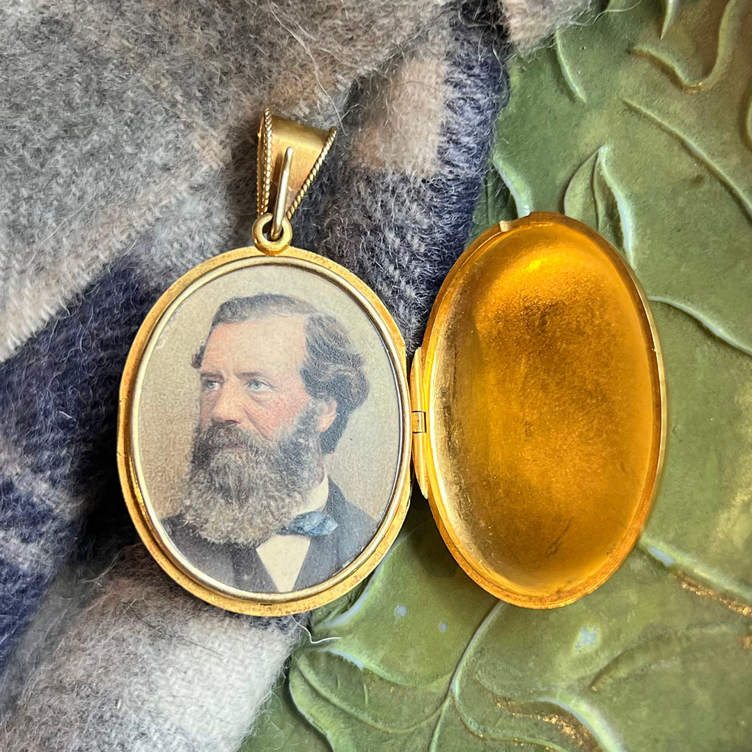 Antique Heavy Gold Diamond Turquoise Locket Pendant