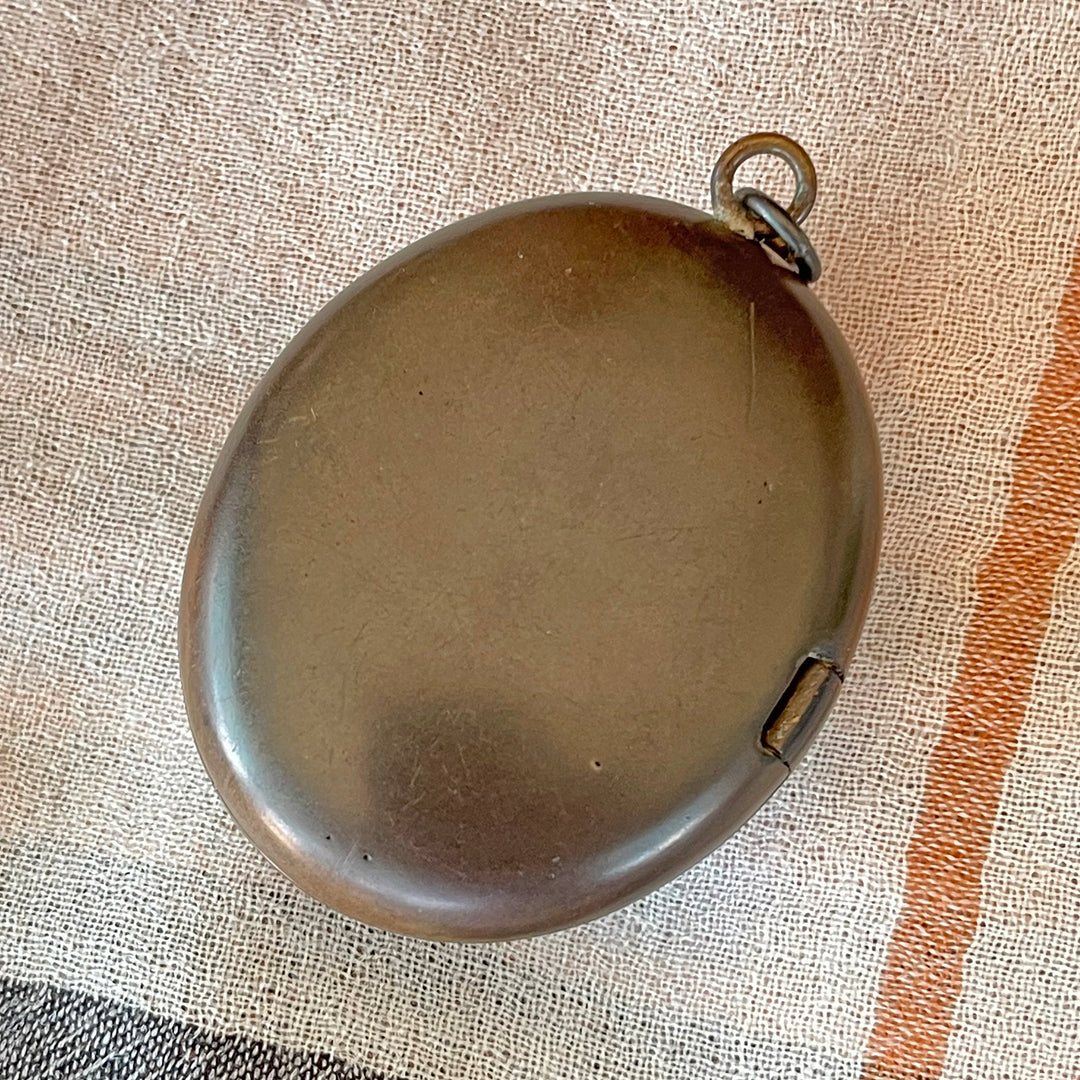 Victorian Gutta Percha Mizpah Carved Locket with Original Glass Frames
