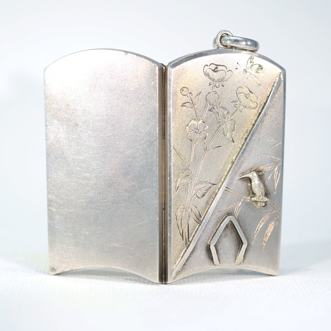 Antique Silver Engraved Bird & Flowers Locket