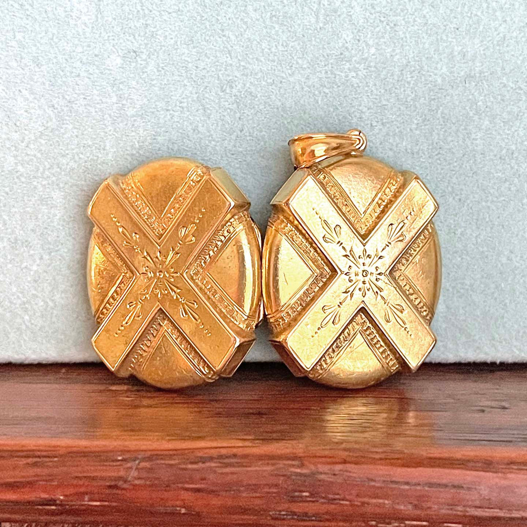 Unusual English Victorian 15k Gold Locket Pendant