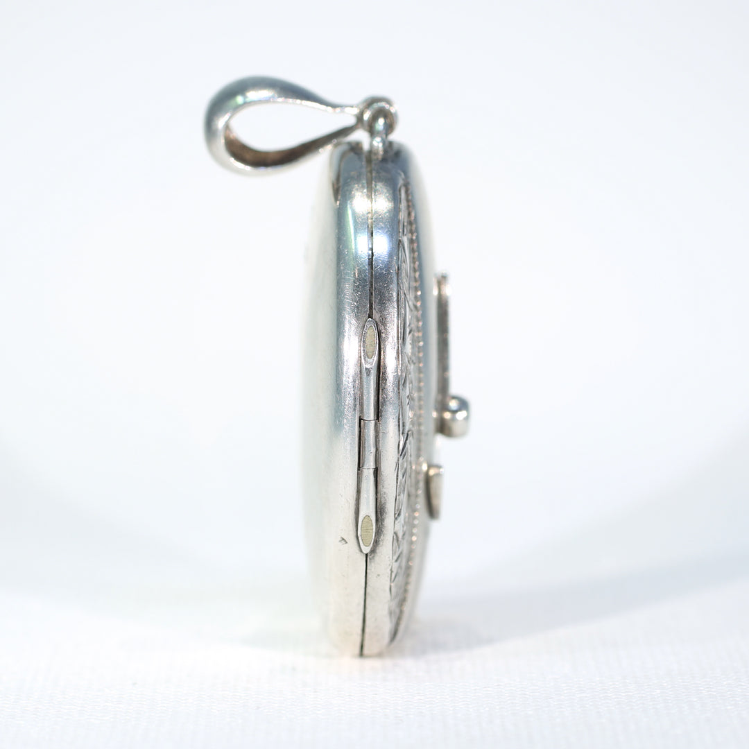 Antique Silver Engraved Oval Buckle Locket Birmingham 1880