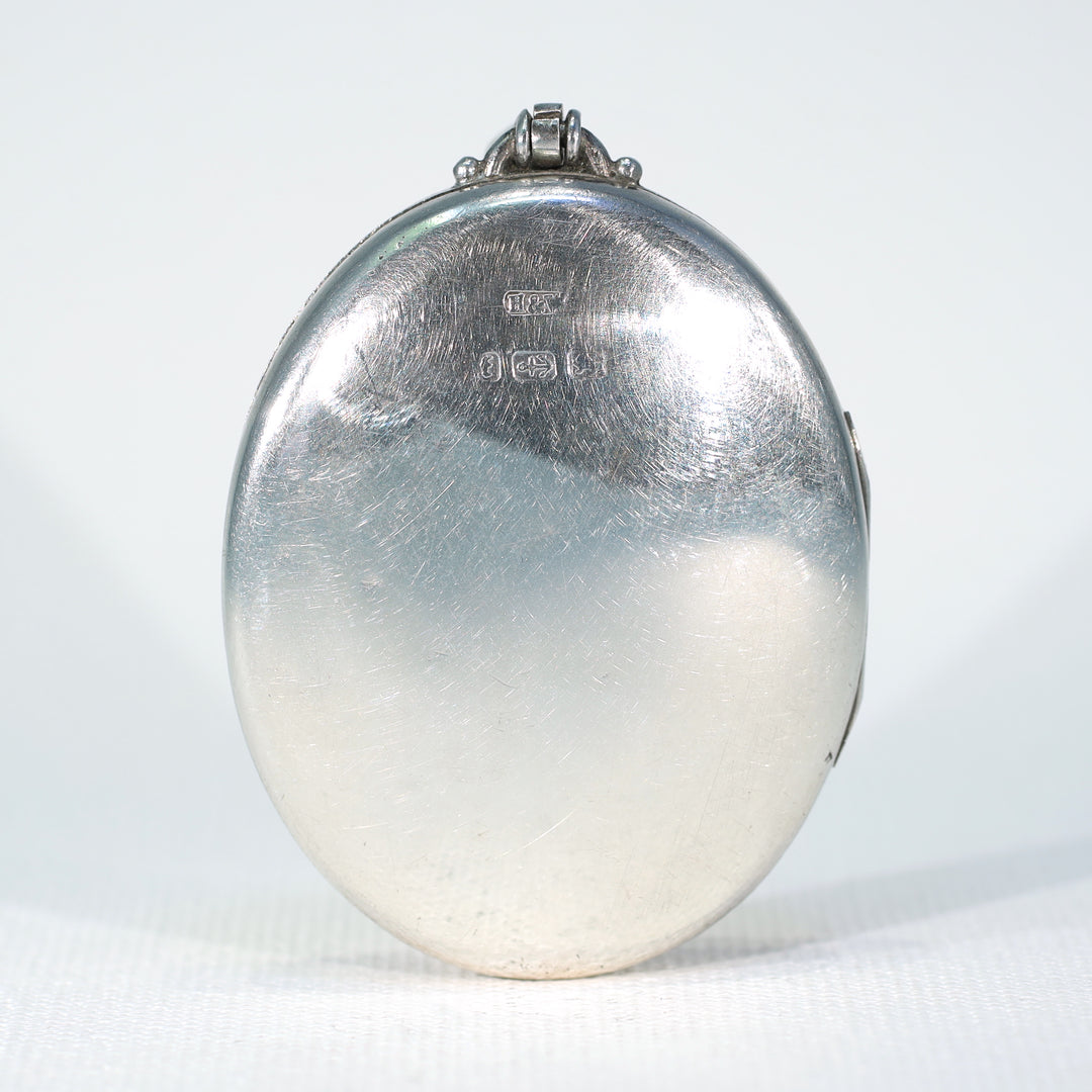 Antique Silver Engraved Oval Buckle Locket Birmingham 1880