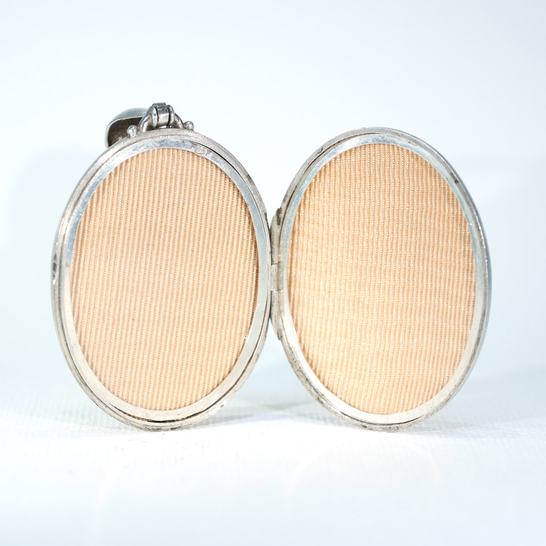 Antique Silver Engraved Oval Buckle Locket Birmingham 1880