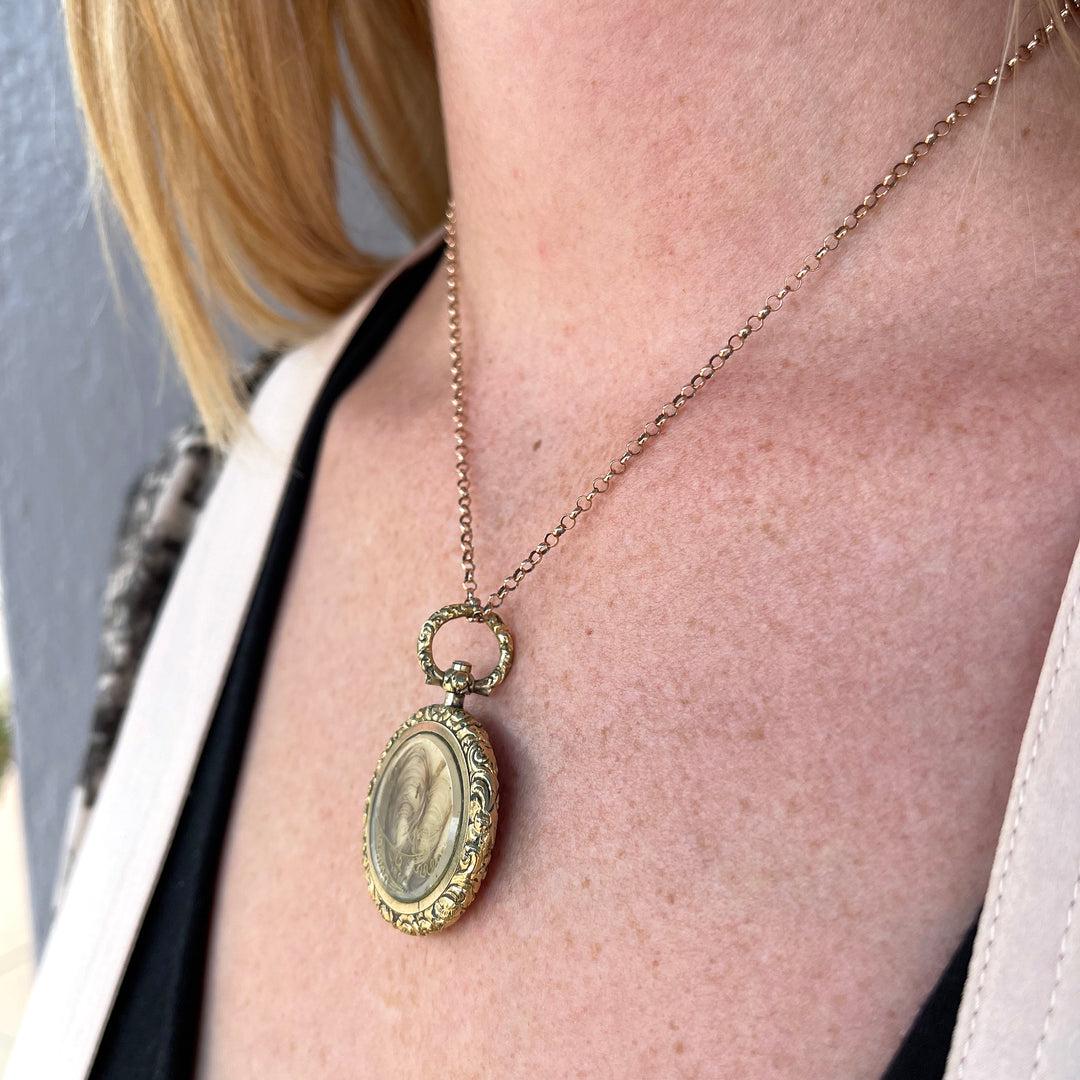 Georigan Memorial Black Enamel Locket 'In Memory of My Dear Parents'