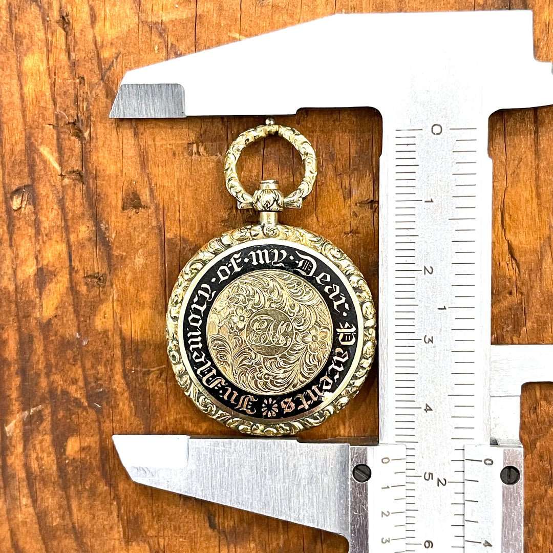 Georigan Memorial Black Enamel Locket 'In Memory of My Dear Parents'