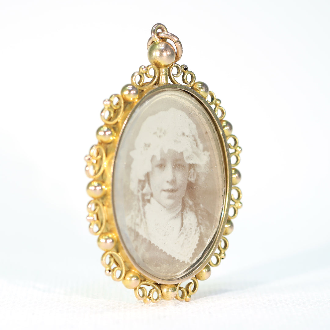 Lovely Antique Gold Frame Pendant Early Photo