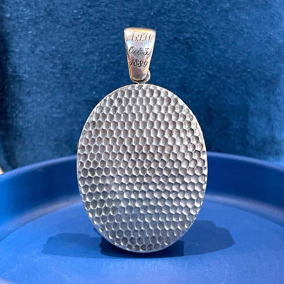 Silver Hammered Engraved Locket Dtd. 1889