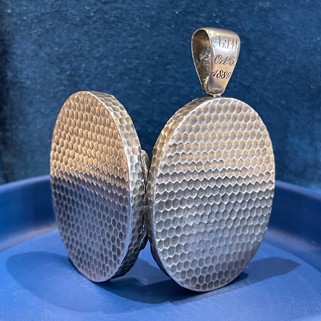 Silver Hammered Engraved Locket Dtd. 1889