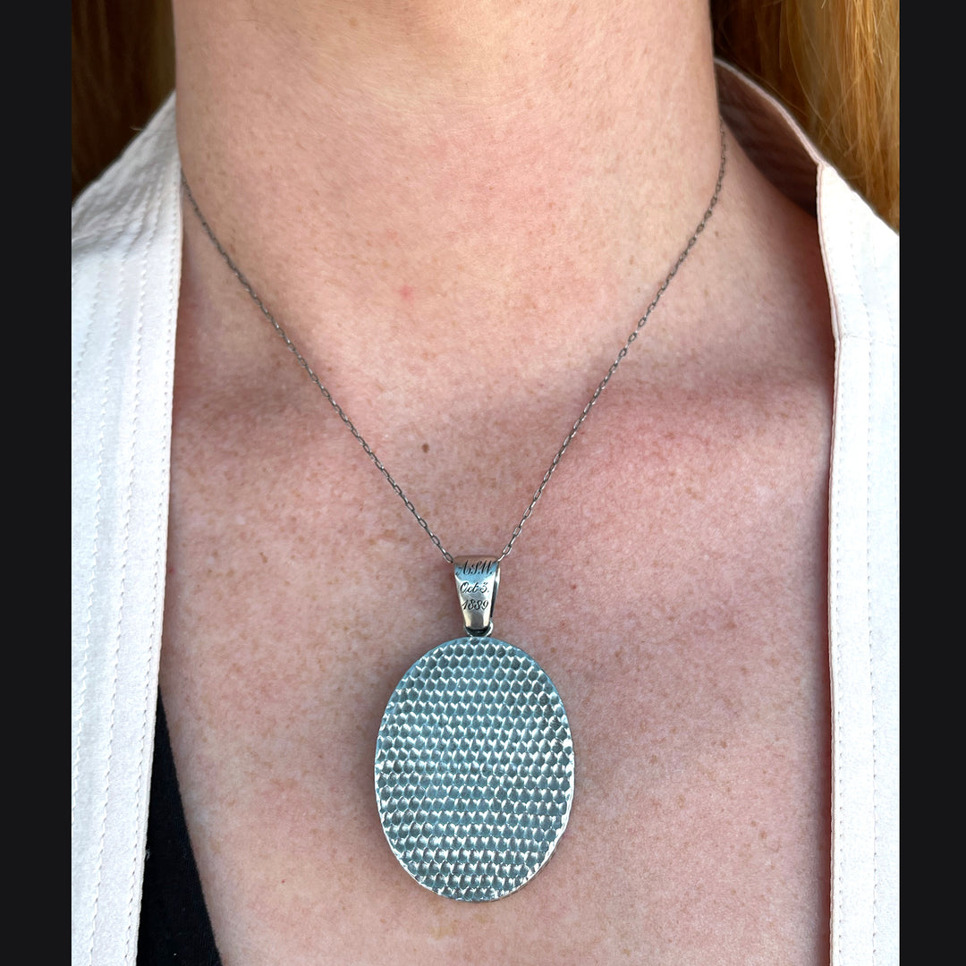 Silver Hammered Engraved Locket Dtd. 1889