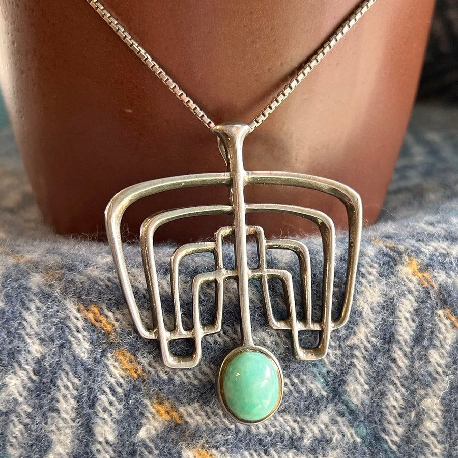 Vintage David Andersen Silver Turquoise Necklace