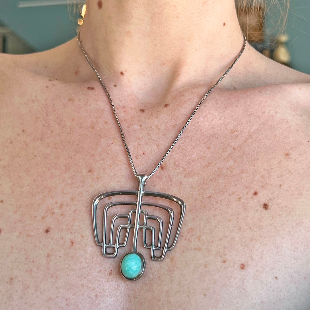 Vintage David Andersen Silver Turquoise Necklace