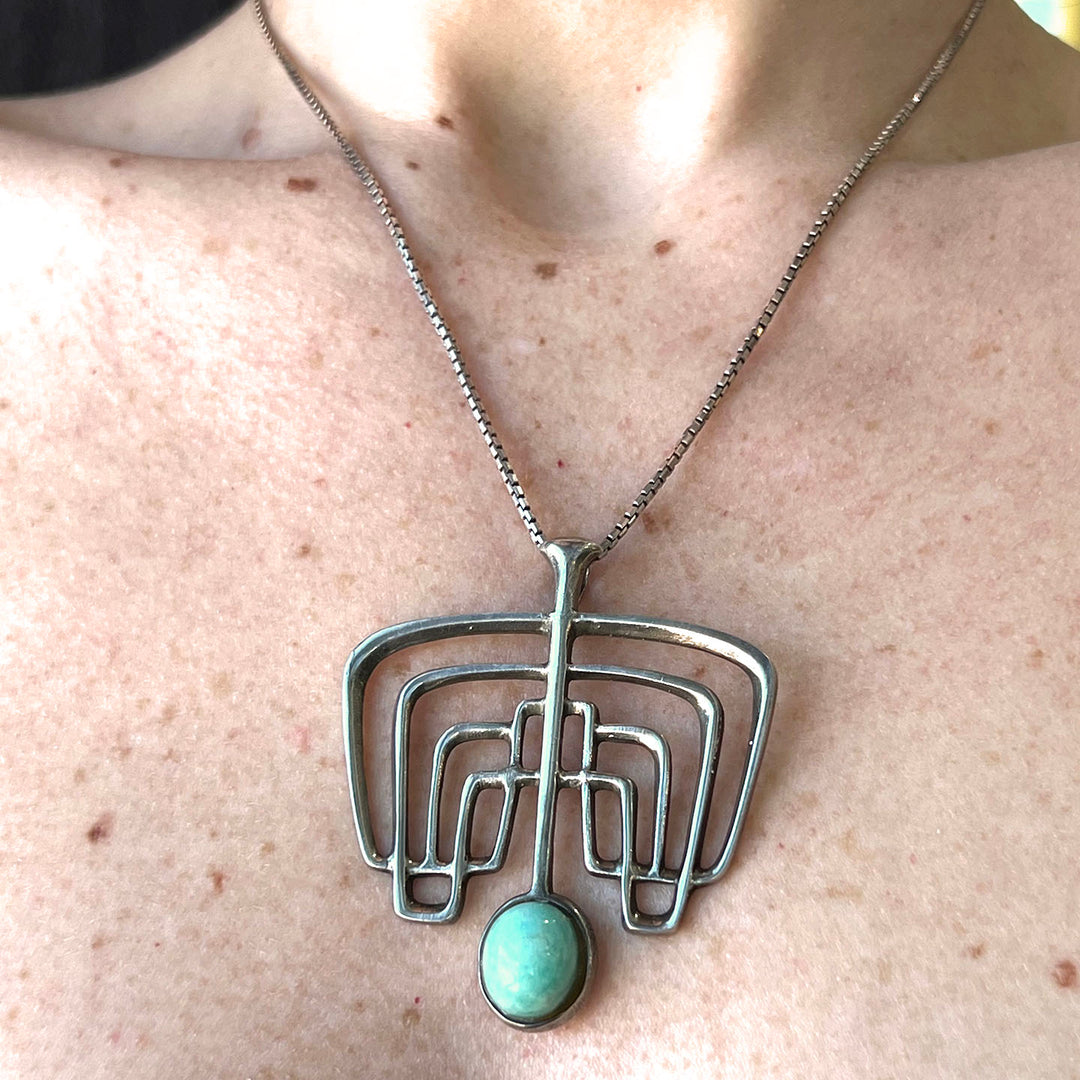 Vintage David Andersen Silver Turquoise Necklace