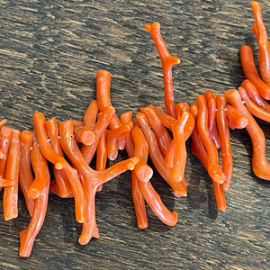 Antique Edwardian Coral Branch Necklace Gold Clasp