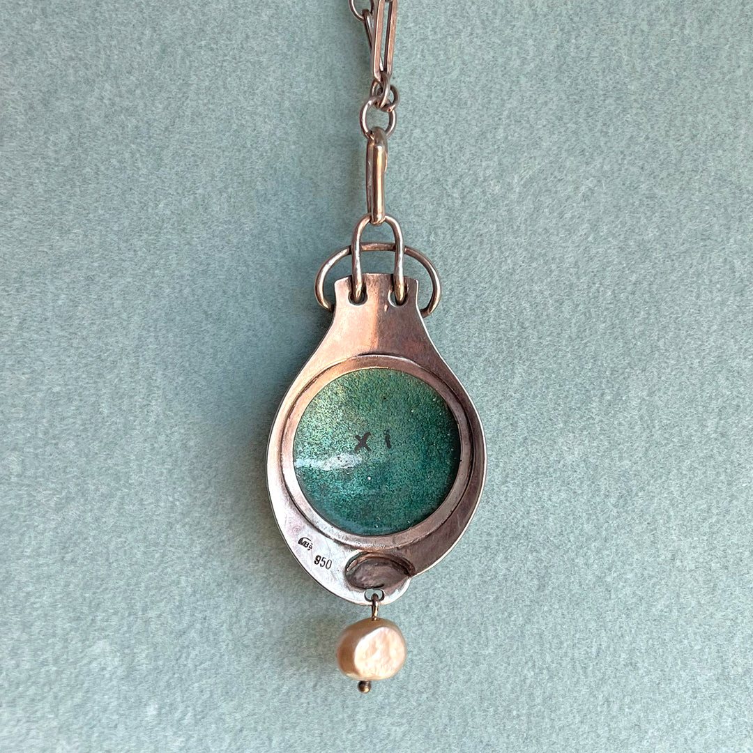 Antique Arts and Crafts Enamel Necklace Windmill by Murrle, Bennett and Co.