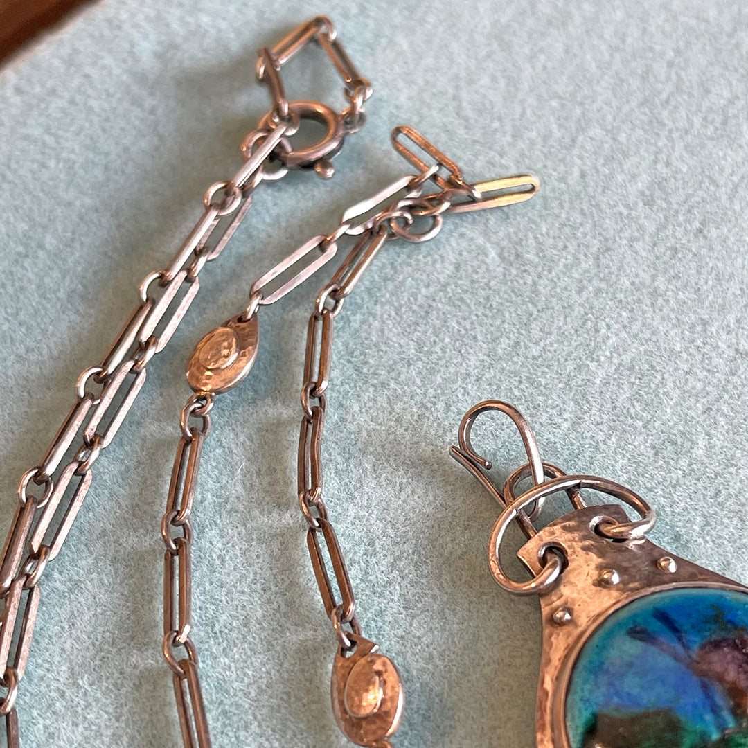 Antique Arts and Crafts Enamel Necklace Windmill by Murrle, Bennett and Co.