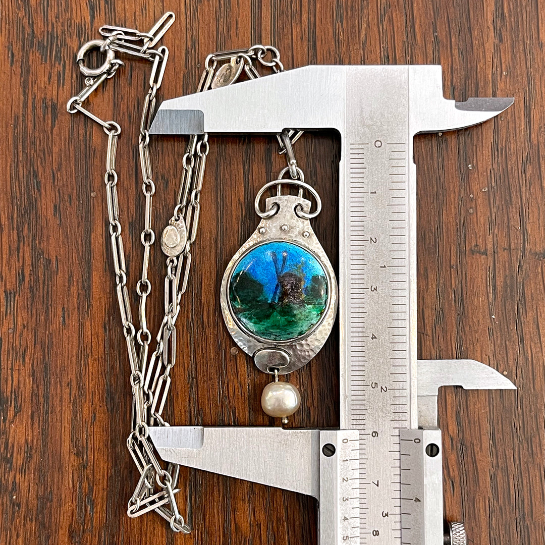 Antique Arts and Crafts Enamel Necklace Windmill by Murrle, Bennett and Co.