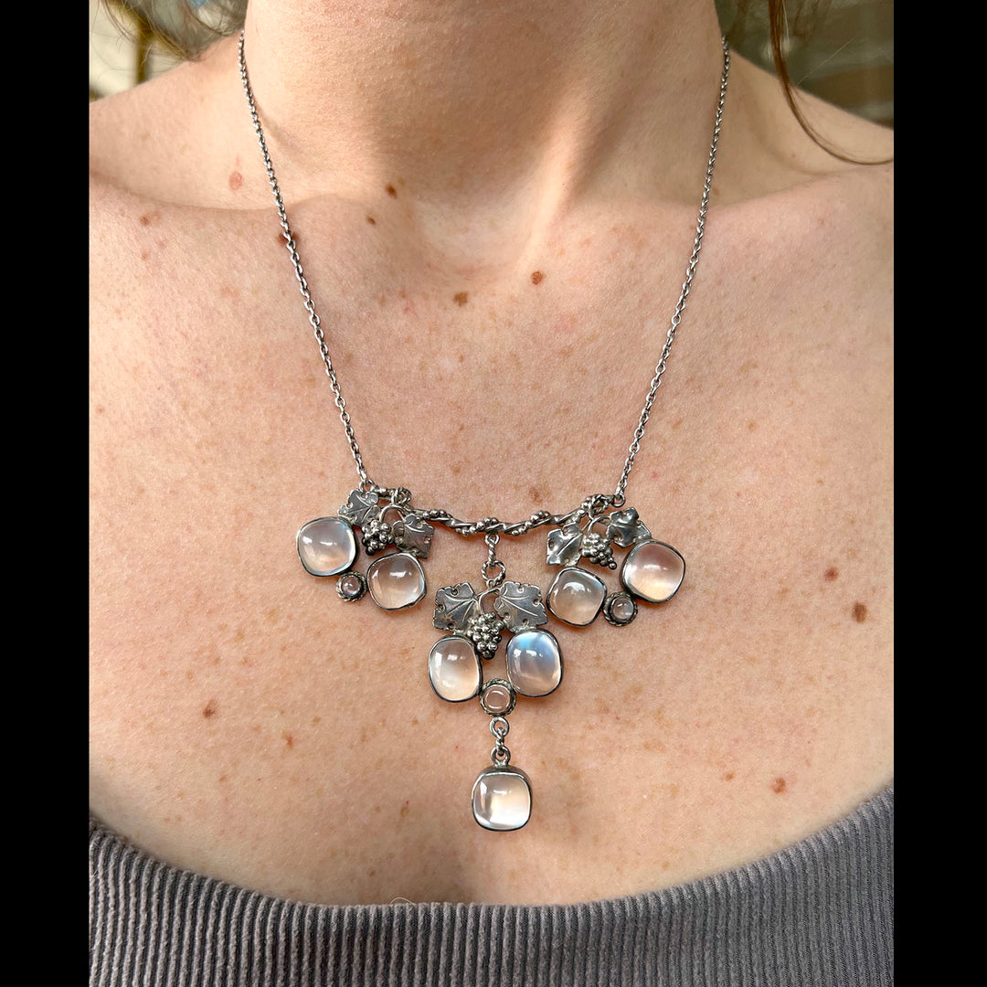 Antique Arts & Crafts Silver Moonstone Necklace