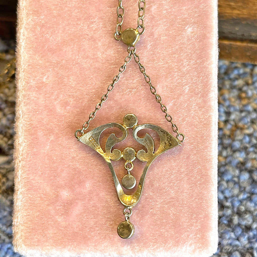 Antique Art Nouveau Silver Turquoise Necklace, c. 1900