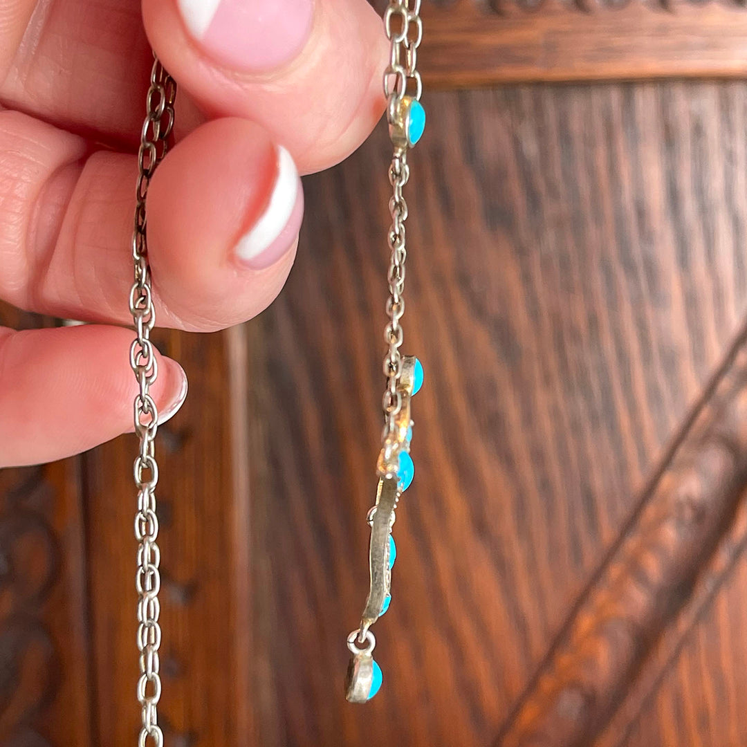 Antique Art Nouveau Silver Turquoise Necklace, c. 1900