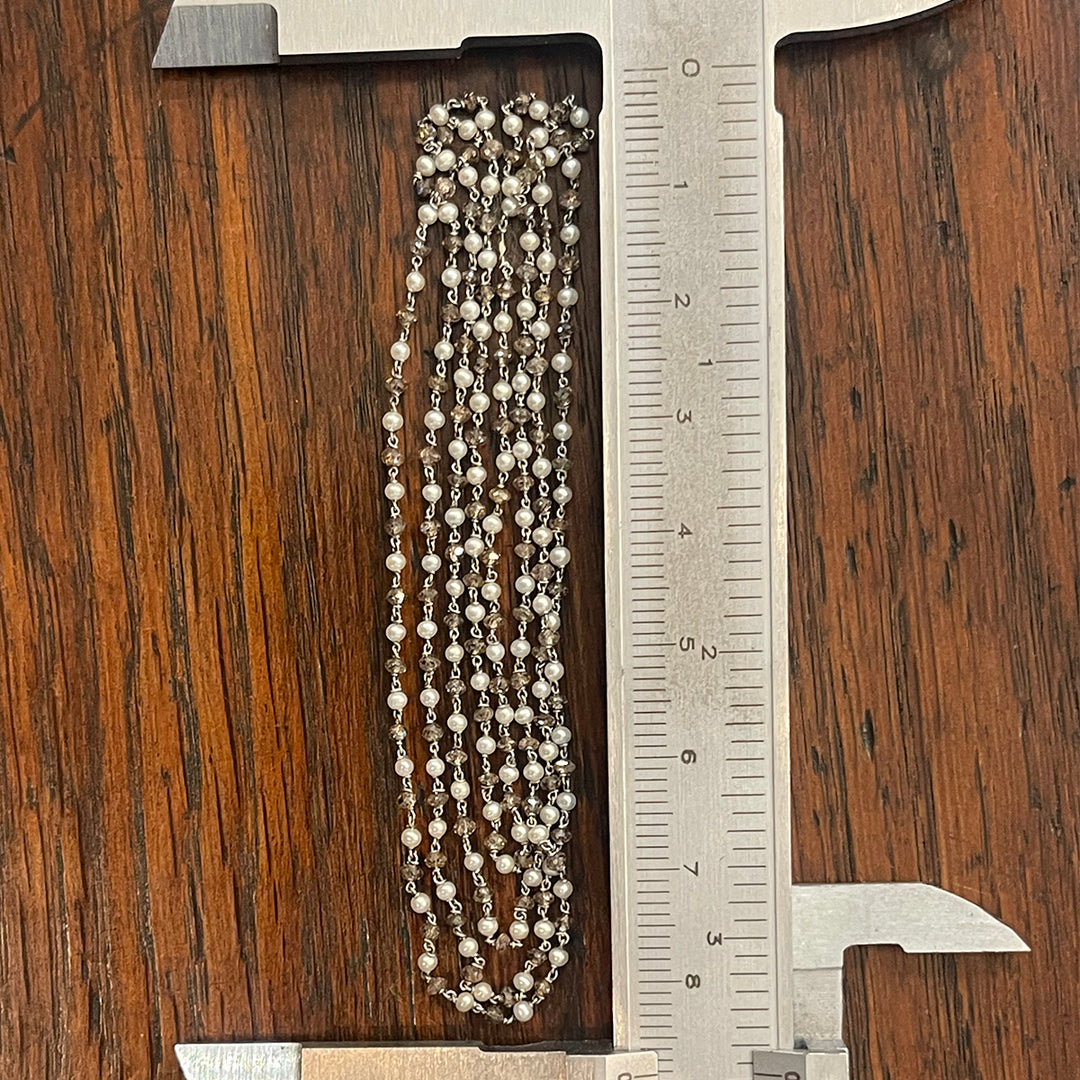 Art Deco Platinum, Pearl, and Champagne Diamond Chain Necklace, c. 1920s