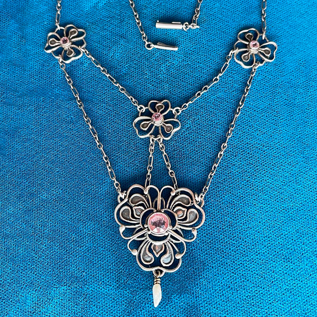 Liberty Jessie King Paste & Pearl Drop Necklace, c. 1900