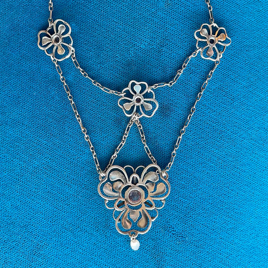 Liberty Jessie King Paste & Pearl Drop Necklace, c. 1900