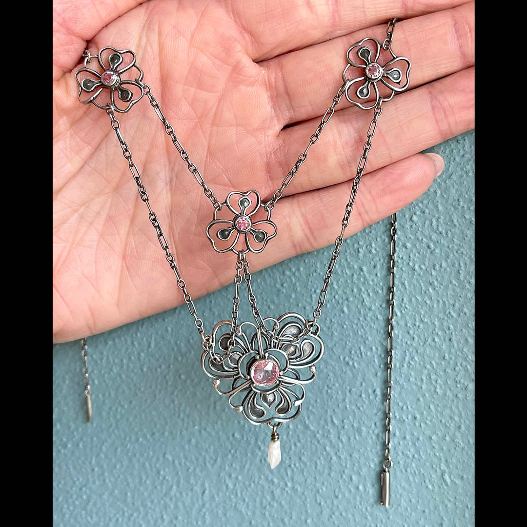 Liberty Jessie King Paste & Pearl Drop Necklace, c. 1900
