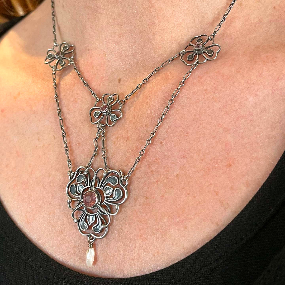 Liberty Jessie King Paste & Pearl Drop Necklace, c. 1900