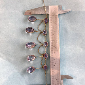 Antique Edwardian Amethyst Drop Necklace in Silver Gilt