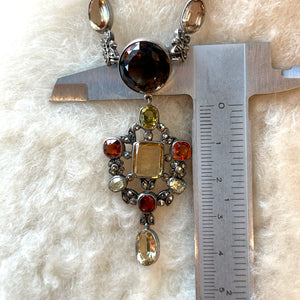 Antique Arts & Crafts Citrine, Topaz & Marcasite Necklace