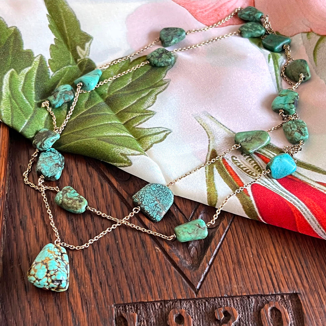 Antique Victorian Gold and Turquoise Necklace c. 1890