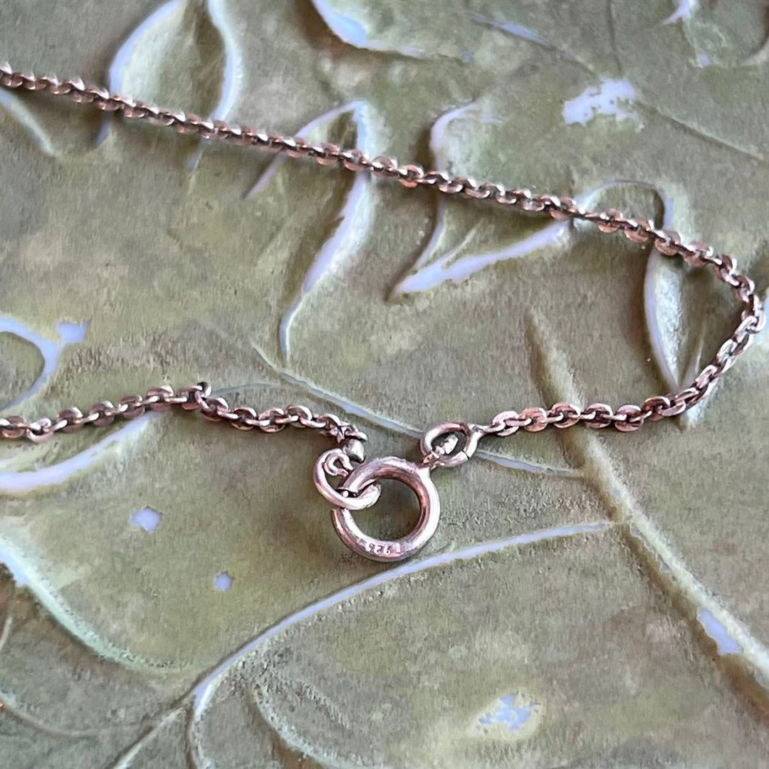 Antique Edwardian Silver Moonstone Drop Necklace, c. 1910