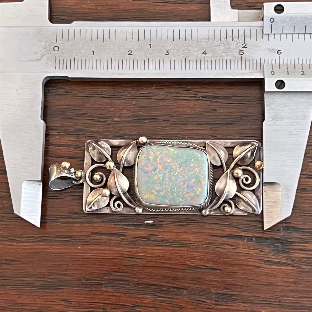 Antique Arts and Crafts Silver Gold Opal Pendant c. 1910