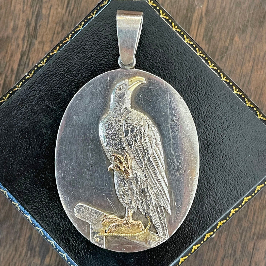 Antique Large Silver Eagle Pendant