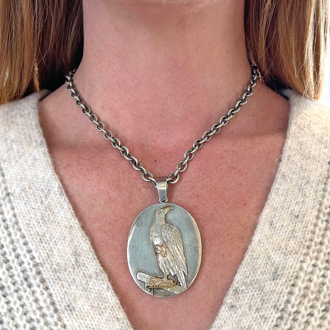 Antique Large Silver Eagle Pendant